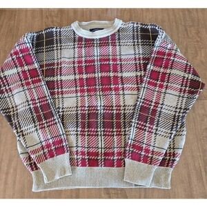 Vintage 90s Woods and Gray Sweater Plaid Men's XL Grandpa Excellent Condition